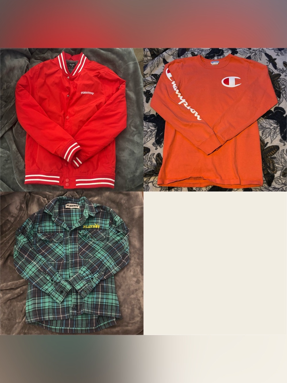 3 Piece Men’s Small Longsleeve Streetwear Bundle Lot Primitive Bomber Playboy